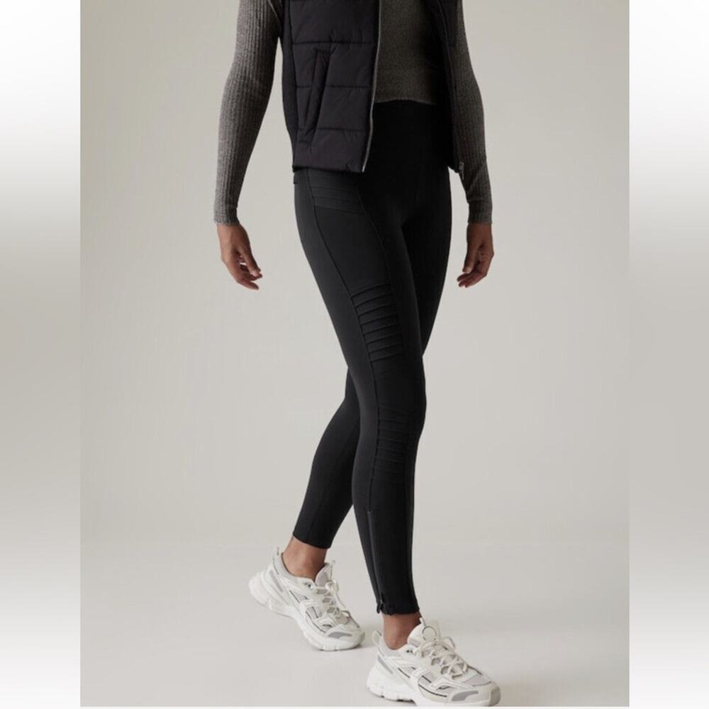 Athleta Delancey Moto Tight Women's Activewear Pants Leggings Black Medium
